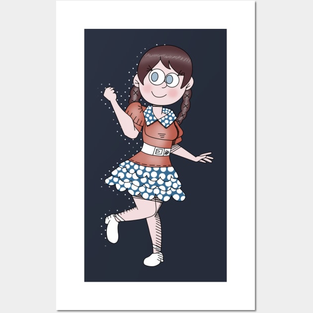 American Girl Wearing Pretty Patriotic Polka Dot Dress Wall Art by JennaBunnies